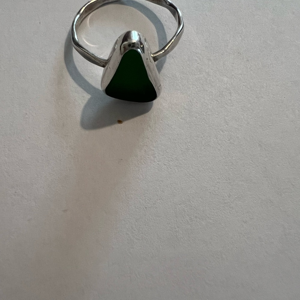 3 Sterling Silver Sea Glass Rings - Picture 2 of 10